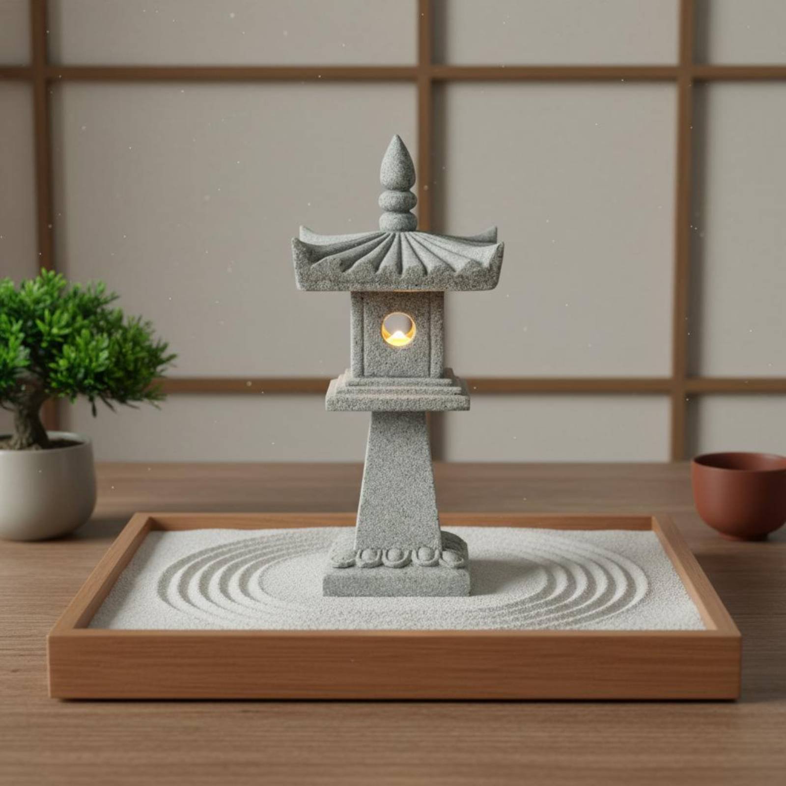 Bonsai Garden Decor - Миниатюрный каменный фонарь с антикварной отделкой,