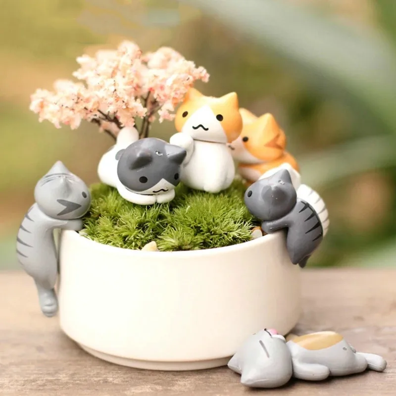 Bonsai Garden Gift - 6 шт./компл., мультяшный счастливый кот, домашний