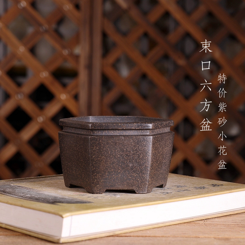 Bonsai Garden With Sand - Шестиугольный горшок для бонсай, фиолетовый песок,